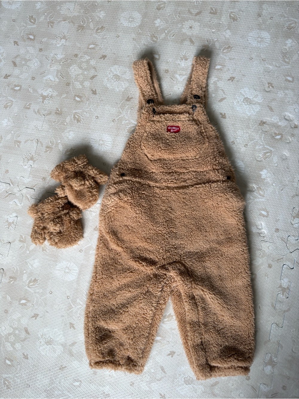 OshKosh B'gosh Teddy Fleece Overalls in Camel